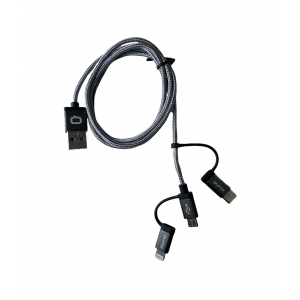 USB кабель 3в1 Lightning/Micro/TPS QUMO 22036 1м серый