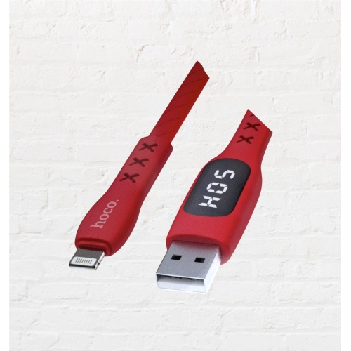 USB кабель Lightning HOCO S6 LED 1.2м красный